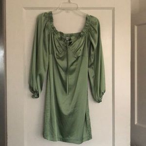 Miss Lola sage satin mini dress